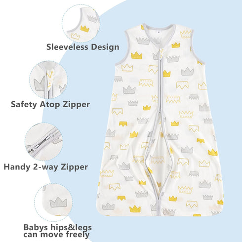TILLYOU Sleep Sack 18-24 Months - 0.5 TOG Baby Wearable Blanket with 2-Way Zipper, Extra Soft Cotton Sleeveless Sleeping sack 2 Pack, Gray Grown...