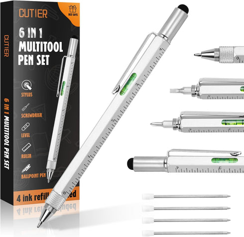 Cool Pen Gifts for Men, 6-in-1 Multi Tool Tech Pen Gadgets Tools for Men, Personalized Gifts for Dad or Him, Funny Gift for Christmas, Father's Da...