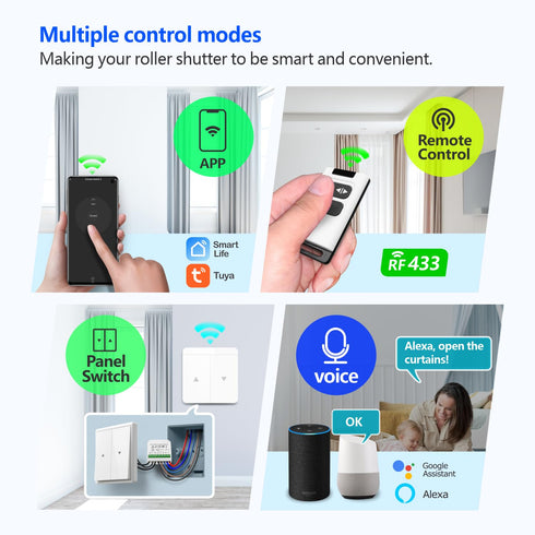 DieseRC WiFi Smart Roller Shutter Controller Module, Tuya APP WiFi Control Compatible with Alexa/Google Home APP Control and Manual Switch, Electr...
