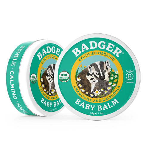Badger - Baby Balm, Chamomile & Calendula, Certified Organic Baby Balm, Cradle Cap Balm for Babies, Baby Rash Balm, Baby Skin Care, 2 oz (2 Pack)...