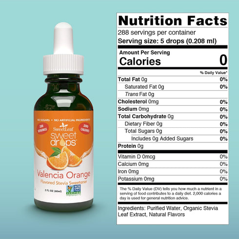 SweetLeaf Sweet Drops Valencia Orange Liquid Stevia Sweetener - Orange Stevia Drops, Zero Calories, Zero Sugar, Non-GMO, Gluten-Free, Keto Friendl...