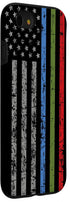 iPhone SE (2020) / 7 / 8 Police Military and Fire Thin Blue Green Red Line Flag Case...