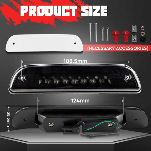 High Mount LED 3rd Brake Light Center Light for 1995-2015 Toyota Tacoma (Black Cover Smoke Lens)...