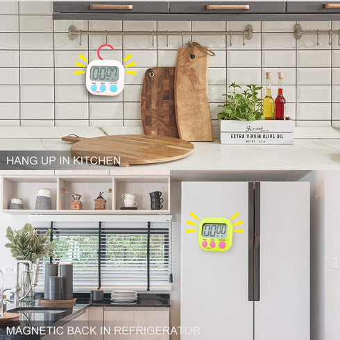 Kitchen Timer Digital for Teachers Kids Cooking with Magnetic + ON/Off Switch + Count Up Countdown, Stopwatch Timer Stand/Hook, Cooking Timer with...