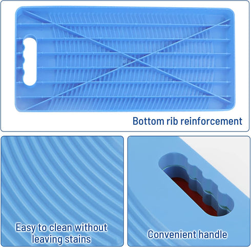 MZD Plastic Rectangle Washboard Washing Clothes Board 50cm Long (Blue)...