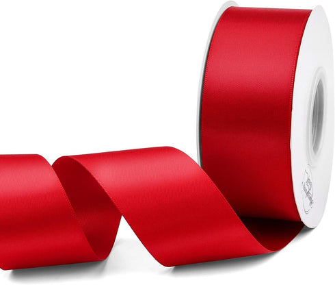 Humphrey's Craft 1-1/2 Inch Red Satin Ribbon Double Faced 25 Yards, Thick Silk Ribbon for Crafts Gift Wrapping DIY Bows Bouquet Decoration Sewing ...