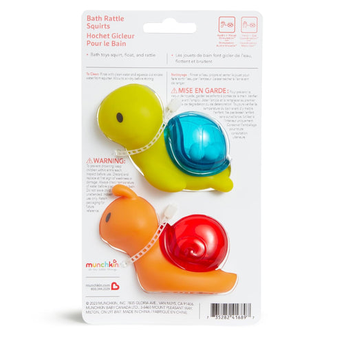 Munchkin® Bath Rattle Squirts - Fun Sensory Bath Learning Toys for Babies and Toddlers, Turtle and Snail, 2 Pack...
