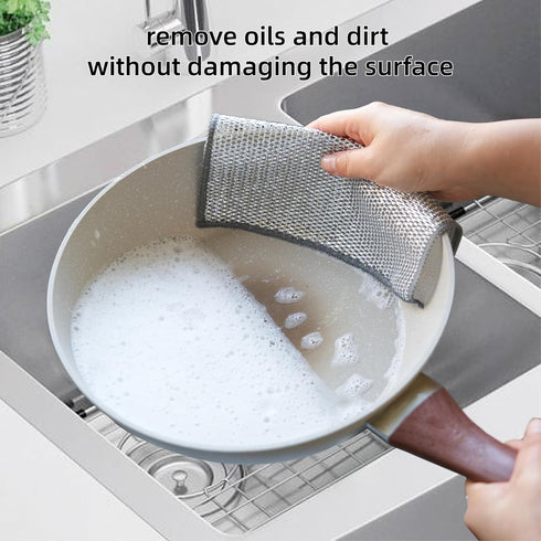 Multipurpose Magnifying Microfiber Wire Miracle Cleaning Cloths, Dishwashing Rags for Wet and Dry for Dishes (7.8" L x 7.8" W) Silver (10 pcs)...