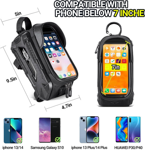 Bike Bag,Waterproof Top Tube Bike Phone Bag With Rain Cover,Front Frame Bag 2L Large Capacity Handlebar Bag Bicycle Bag Bike Accessories Compatibl...