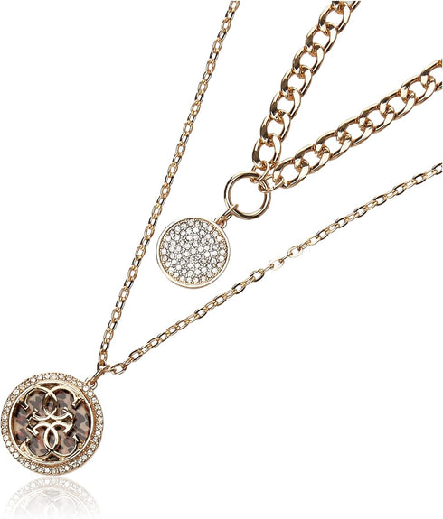 GUESS Gold-Tone Double Layer Coin Pendant Chain Necklace Set...