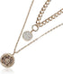 GUESS Gold-Tone Double Layer Coin Pendant Chain Necklace Set...