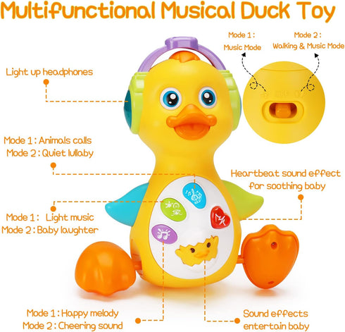 Baby Musical Duck Toy Dancing Crawling Tummy Time, Light Up Infant Toys 0-3-6 6-12 12-18 Months Birthday Gifts for 1 2 Year Old Boys Girls Baby Le...