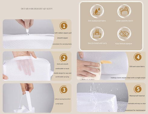 Toiletry Bag Travel Smart with Waterproof Toiletry Bag: EVA Handle, Skin-Friendly Design, Classic Grid Pattern (Cylindrical Toiletry Bag)...