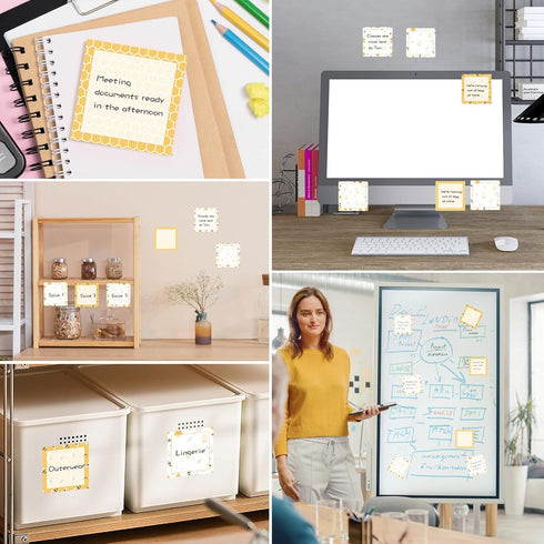 18 Pieces Bee Sticky Notes Adhesive Bee Memo Notes Self-Stick Note Pads for School Office Home Supplies Students Teachers Presents, 9 Styles...