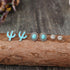 3Pcs Western Turquoise Stud Earrings Set Natural Turquoise Bohemian Cactus Pumpkin Flower Lightning Earrings Vintage Jewelry Gifts for Women Girls...