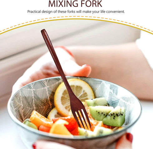 EXCEART 2 Pcs Wooden Forks Japanese Wood Dinner Forks Fruit Salad Forks Handmade Kitchen Utensil for Cooking Stirring Eating...