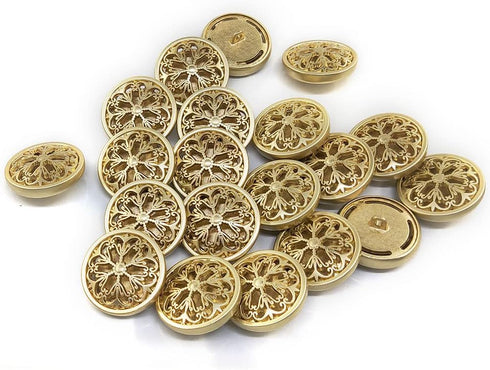 20 pcs Vintage Openwork Golden Metal Sewing Coat Buttons with Shank -25mm -1"...