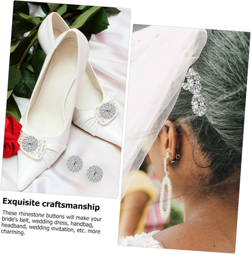 EXCEART 12 Pcs Rhinestone Buckle Sew-on Clothing Buttons Rhinestone Button Embellishment Bulk Buttons Bridal Rhinestone Applique Silver Rhinestone...