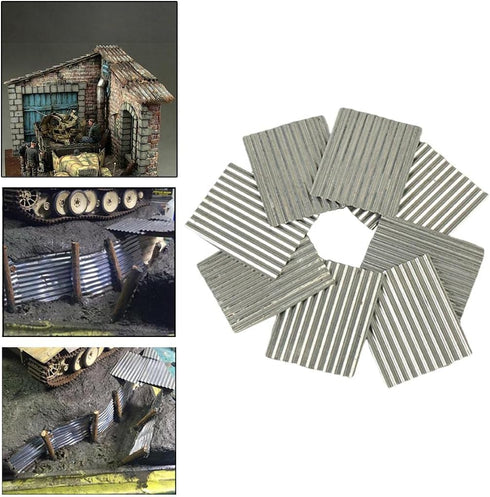 8X 1:35 Scale Steel Shed Corrugated Tile Table Material Miniature Architecture House Dioramas Building Model Kits Layout Scenery...