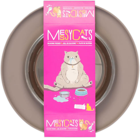 Messy Cats Single Silicone Feeder with Stainless Saucer Shaped Bowl | Anti-Slip Non-Skid Cat Food Bowl | One Cat Bowl in Feeding/Water Station | 1...