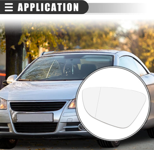 Motoforti Left Driver Side Heated Mirror Glass Replacement,for Volkswagen Eos 2009-2016,Real Glass,With Backing Plate,White Glass...