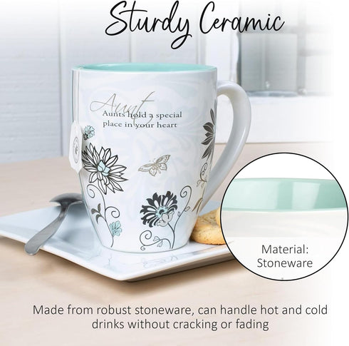Pavilion Aunt Coffee Mugs - Mark My Words Auntie Mug with "Aunts Hold A Special Place In Your Heart" Text Design - Ceramic Coffee Cup for Aunties,...