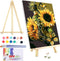 VIGEGU Paint by Numbers Kit for Adults Beginner with Framed Canvas - with Wooden Easel, Sunflower Butterfly DIY Oil Painting, with Acrylic Paints ...