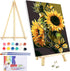 VIGEGU Paint by Numbers Kit for Adults Beginner with Framed Canvas - with Wooden Easel, Sunflower Butterfly DIY Oil Painting, with Acrylic Paints ...