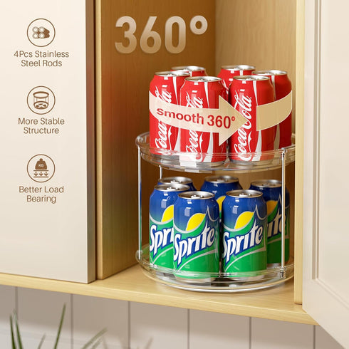 2 Tier Lazy Susan Turntable Organizer 9.25'' Rotating Spice Rack Organization for Cabinet, Kitchen, Pantry, Countertop, Spining Makeup Organizer f...