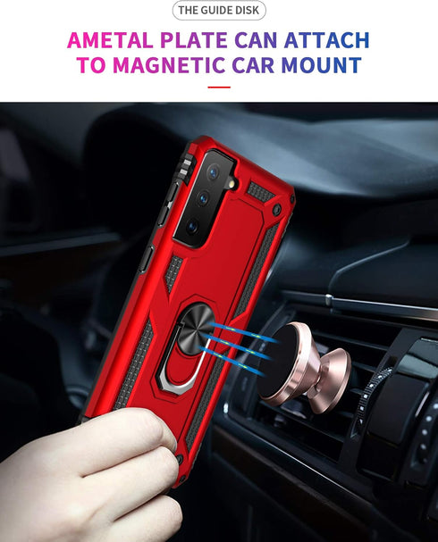 for Samsung Galaxy S21 Plus 5G Case with HD Screen Protectors, Androgate Military-Grade Metal Ring Holder Kickstand 15ft Drop Tested Shockproof Co...