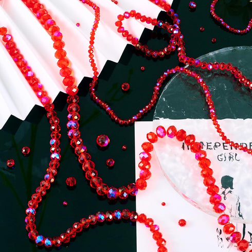 Craftdady 486Pcs Red Valentines Beads Faceted Rondelle Glass Crystal Beads Transparent for Women Girls Crafts DIY Bracelet Beading Jewelry Making ...