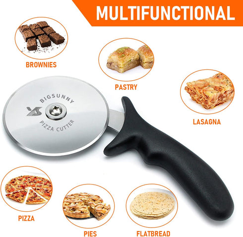 MSY BIGSUNNY Pro Pizza Cutter, Stainless Steel Pizza Cutter Wheel, with Super Sharp Pizza Slicer Dia 4-inch(10cm), Dishwasher Safe...
