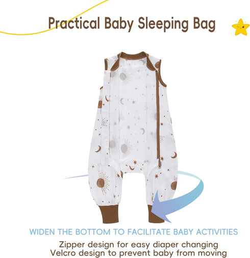 Baby Sleep Sack with Feet 3-12 Months Wearable Blanket Baby 2-Way Zipper TOG 0.5 Infant Sleeping Bag with Button, Comfy Lightweight Sleepsack, Bro...