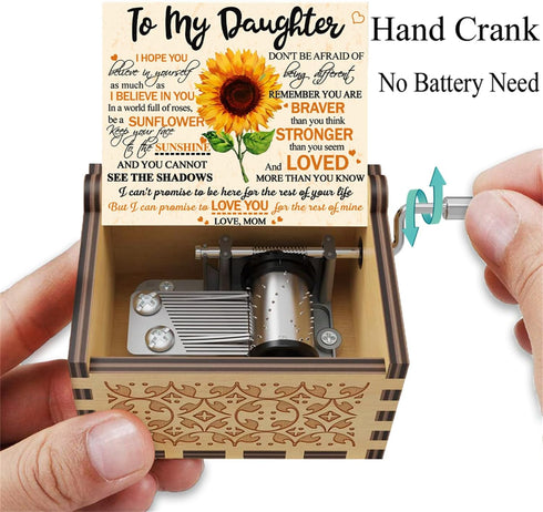 Sunflower Wooden Engraved Colorful Music Box You are My Sunshine Laser Wood Musical Box Gifts from Mom to Daughter for Birthday/Christmas/Valentin...