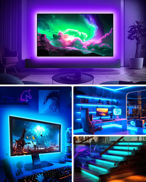 Daymeet LED Lights for TV 40-65 inch TV Behind Lighting, 13.1ft TV Led Backlight TV Led Light Strip, USB Powered RGB Led TV Lights Behind with Rem...
