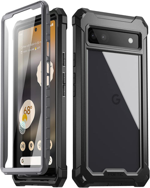 Poetic Guardian 6FT Drop Tested Case for Pixel 6A 5G - Built-in Screen Protector, Full Body Hybrid Shockproof, Black/Clear...
