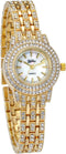 JewelryWe Women Watches Gold Tone Alloy Rhinestone Quartz Watch Stylish Bling Dress Watch Wristwatches for Valentine’s Day...