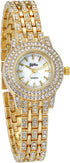 JewelryWe Women Watches Gold Tone Alloy Rhinestone Quartz Watch Stylish Bling Dress Watch Wristwatches for Valentine’s Day...