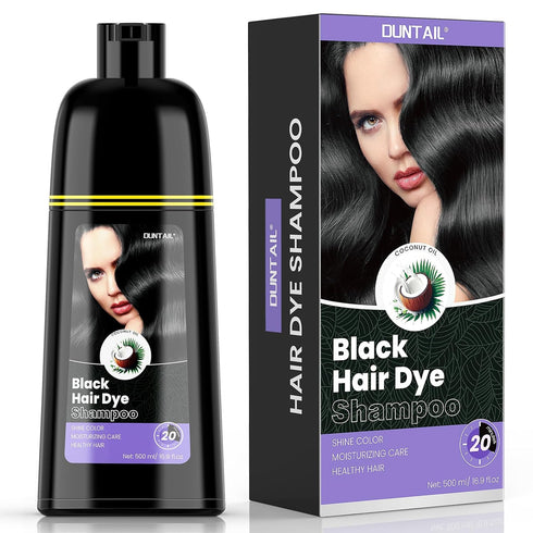 Black Hair Dye Shampoo 3 in 1,Hair Dye Shampoo for Gray Hair Coverage-Gentle Formula,Hair Color Shampoo for Grey Hair,Herbal ingredient,Black in T...