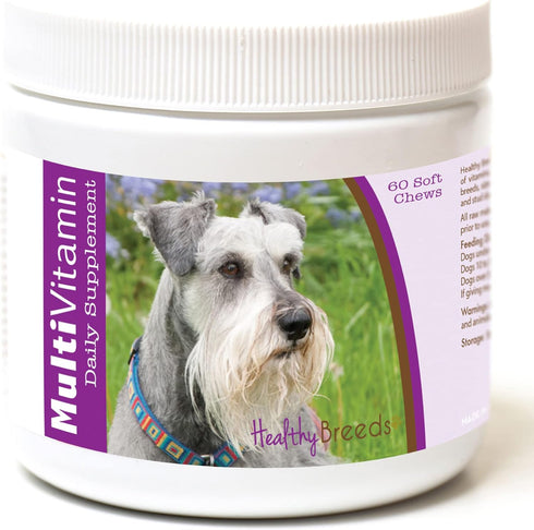 Healthy Breeds Miniature Schnauzer Multivitamin for Dogs - Vet Recommended Daily Supplement - Bacon Flavored - 60 Soft Chews...