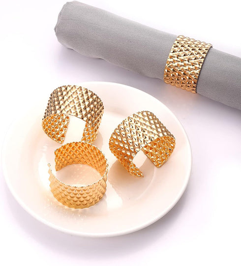 HEIDKRUEGER Napkin Rings Set Gold Dining Table Decoration Handmade Napkin Holder (B-12Pcs)...