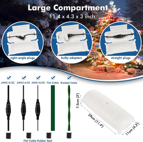 RESTMO Outdoor IP44 Waterproof Connection Box, Weatherproof Electrical Extension Cord Cover, Safety Seal Enclosure to Protect Holiday Decorations,...