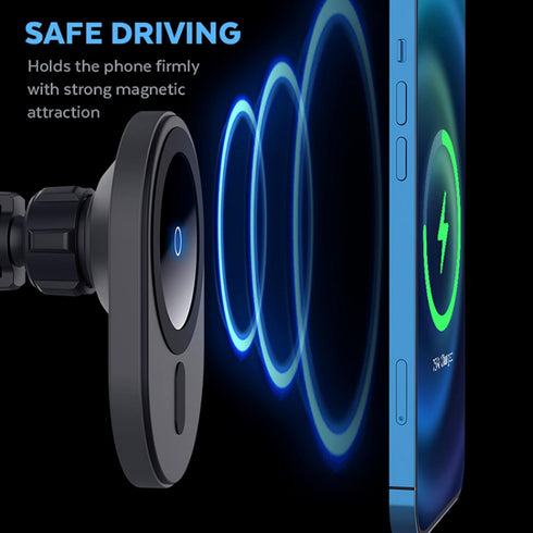 Aporia - Compatible for MagSafe Car Charger Apple iPhone +12 Mini Pro Max Plus | Phone Mount Charger for Magnetic Wireless Fast Qi Charging (Black...