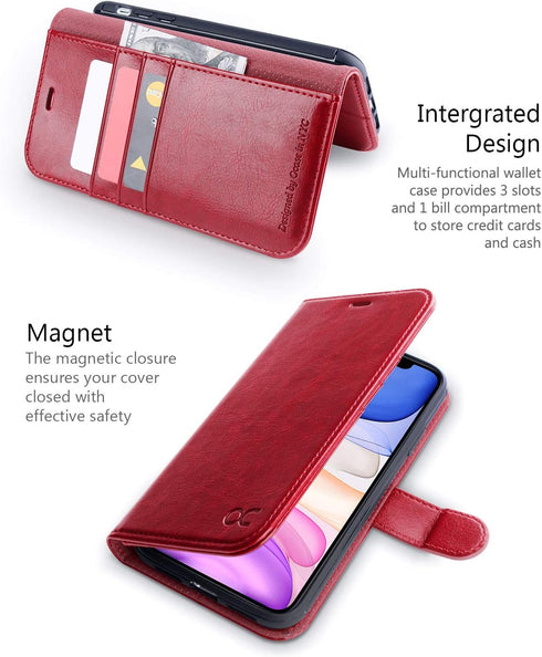 OCASE Compatible with iPhone 11 Wallet Case with Card Holder, PU Leather Flip Case with Kickstand and Magnetic Closure, TPU Shockproof Interior Pr...