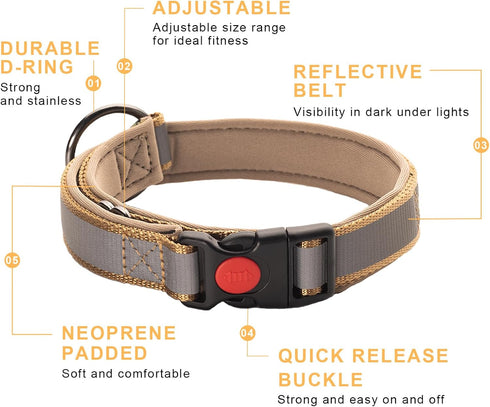 Soft Dog Collar, Reflective Dog Collar with Safety Locking Buckle, Dog Collar, Adjustable Nylon Pet Collars for Small Medium Dogs...