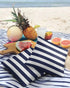 Outdoor Waterproof Pillow Covers for Patio Furniture Solid Nautical Striped Decorative Throw Pillow Cover Navy Blue Pillowcases Set of 2 Cushion C...