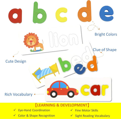 FLYINGSEEDS See and Spell Learning Toys, CVC Word Builders with Sight Words Flash Cards Kindergarten, Educational Toys for Toddler 2 3 4 Year Old ...