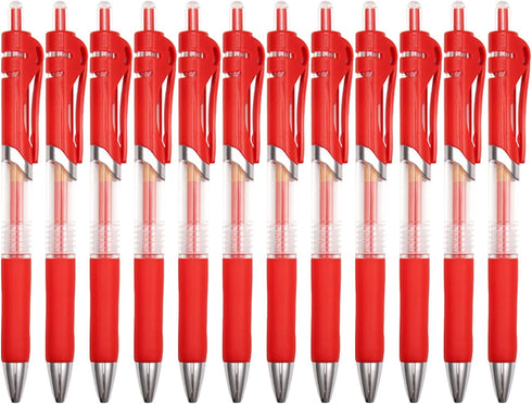 Erianthe Classic Black/Blue/Red Gel Pens,0.5mm Metal Tip Retractable Ballpoint Gel Pen, 12 Black/Blue/Red Ink Pens,Comfortable Grips,Smooth Writin...