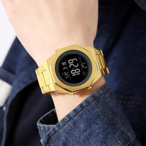 Men's Wrist Watches Stainless Steel Digital Watch Men, Hexagon Designer Watch for Men, Waterproof Watch with Alarm Date & Light...