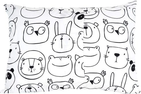 100% Cotton Toddler Pillowcase by ADDISON BELLE - Fits Both 13"x18" and 14"x19" Pillows - Soft, Durable & Breathable (Monochrome Animals)...